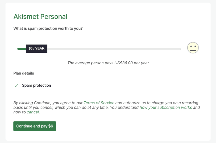 Akismet Personal (Paid)