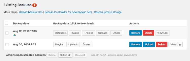 Backup restore plugin that allows restore permanently deleted posts on WordPress