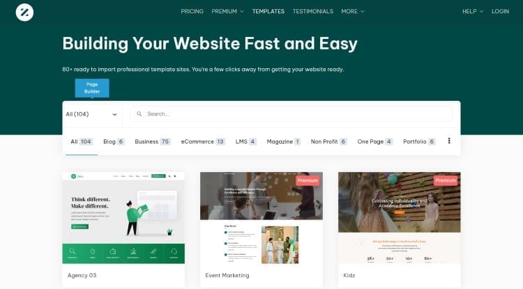 Zakra theme website templates