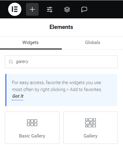 Elementor Gallery widget