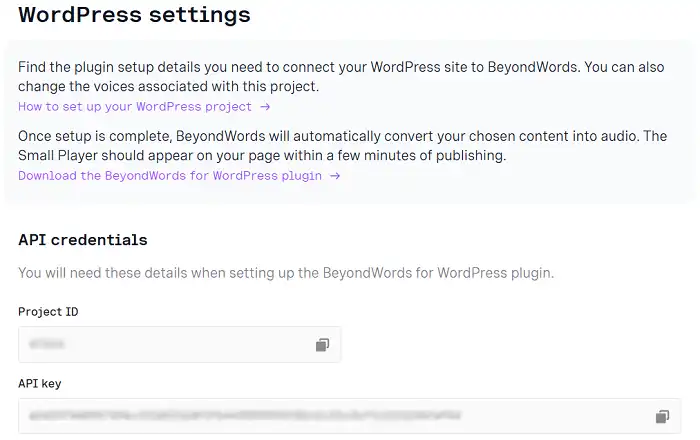 BeyondWords API Key