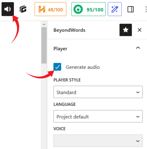 Generate audio using BeyondWords