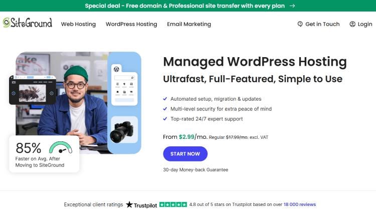 SiteGround managed WordPress hosting