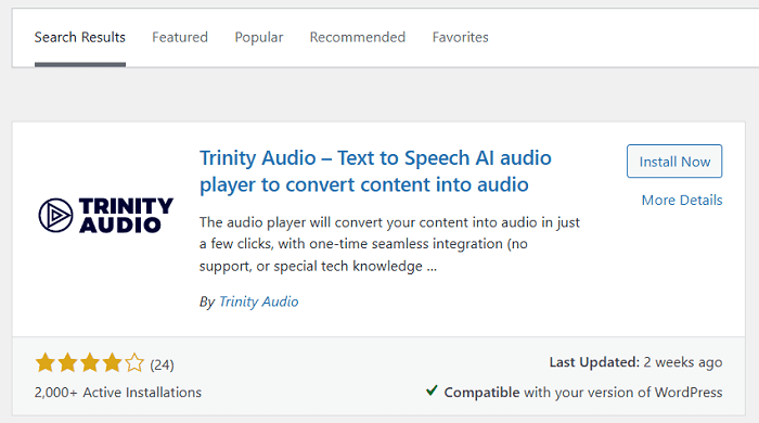 Trinity Audio plugin install